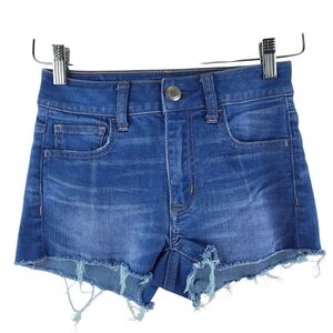 American Eagle Blue Denim Women's Shorts Size 00 Distressed Lolita Coquette